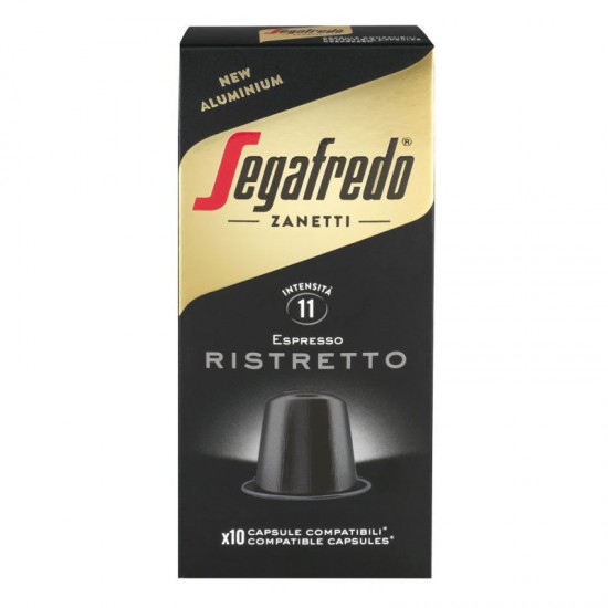 Segafredo Κάψουλες καφέ αλουμινίου γεύση Ristretto ( συμβατές μηχανές nespresso) συσκευασία των 10 καψουλών