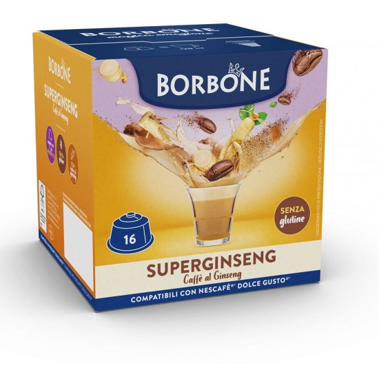 BORBONE ΚΑΨΟΥΛΕΣ ΠΛΑΣΤΙΚΕΣ  ΡΟΦΗΜΑ ΜΕ ΓΕΥΣΗ SUPERGINSENG (DOLCE GUSTO SYSTEM MACHINE) 16 ΤΕΜ. 